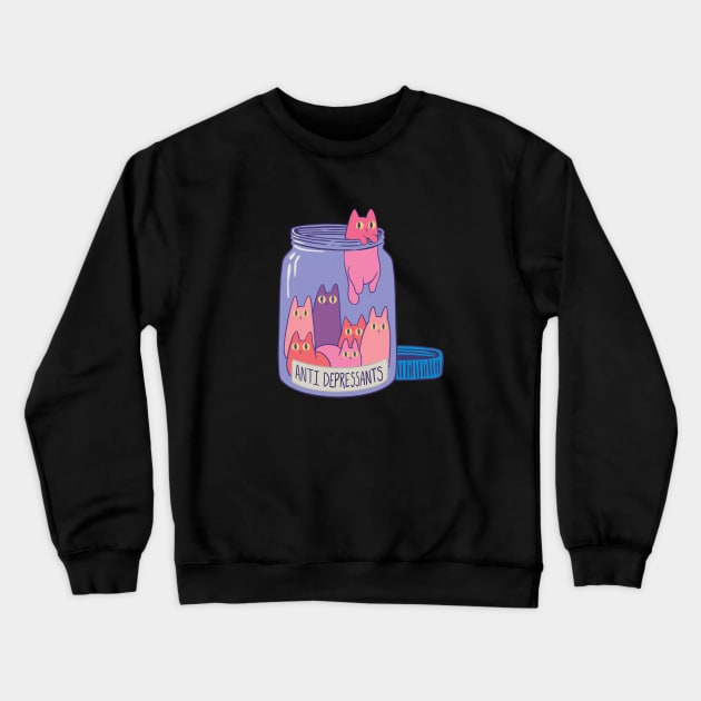 Antidepressants Cats Crewneck Sweatshirt by Toda Loca